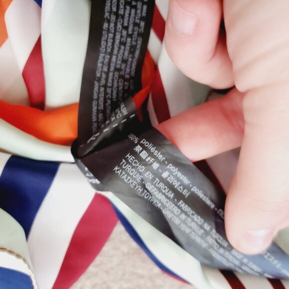 Zara Satin Striped Preppy French Square Scarf - Picture 7 of 10